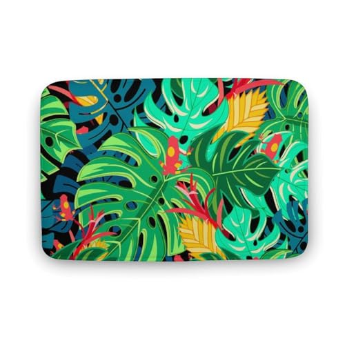 バスマット お風呂マット 緑のヤシの葉 カエル 夏 玄関マット 極細繊 速乾 吸水 滑り止め やわらか もこもこ 浴室 脱衣所 キッチン 丸洗い可能 手入れ簡単 19.7"x31.5"