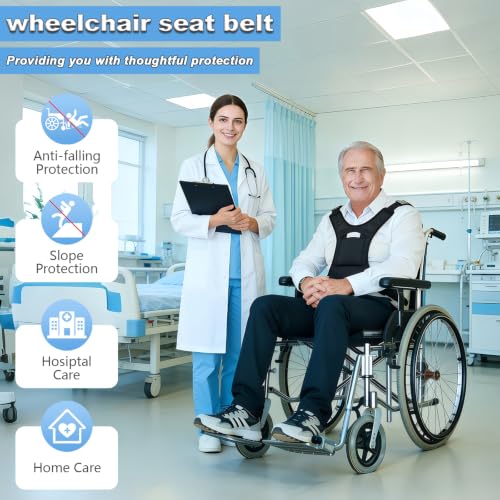 Image of Wheelchair Seatbelt for Adults,Chest Harness Safety Strap,Adjustable Anti-Slip Restraint Vest for Dementia Patients,The Elderly,Pregnant,Paralyzed(Black)