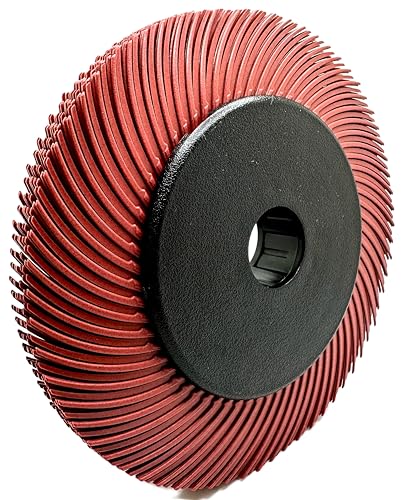 Image of Radial Bristle Brush, 6 in x 1 /2 in x 1 in 220 Grit (Red) with Adapter, Type C Curved Bristle (Pack of 1)