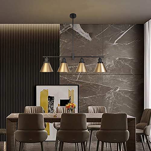 4 - Light Kitchen Island Cone Pendant With Rope Accents And Metal Shade Industrial Style Chandelier For Kitchen Bedroom Living Room #TOP3
