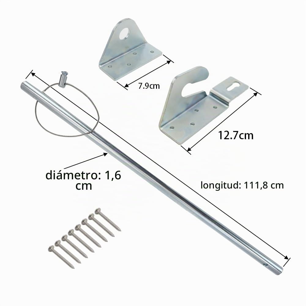 Barra de puerta de seguridad, tope de puerta, barricada, seguridad, barra de seguridad, dispositivos de seguridad para puerta de casa, 44 pulgadas, plata, 111,8 cm