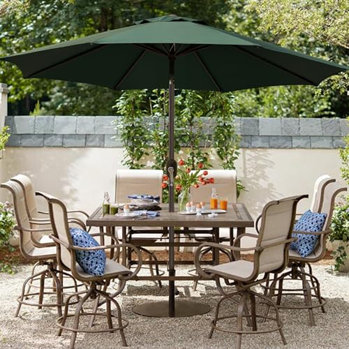 Image of Blissun 9' Outdoor Patio Umbrella, Outdoor Table Umbrella, Yard Umbrella, Market Umbrella with 8 Sturdy Ribs, Push Button Tilt and Crank