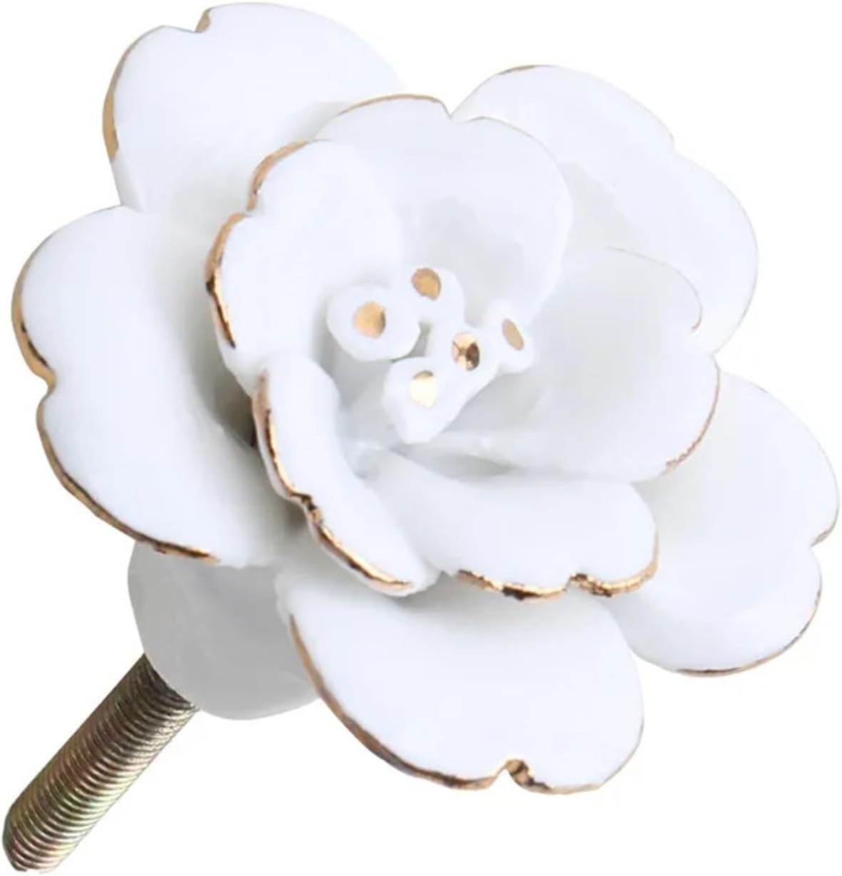 Ceramic Hand Painted Wardrobe Kitchen Furniture Cabinet Door Handle Wall Decoration Dresser Drawer Pulls Knobs and Handle 1/2Pcs (Color : White, Size : 2PCS)