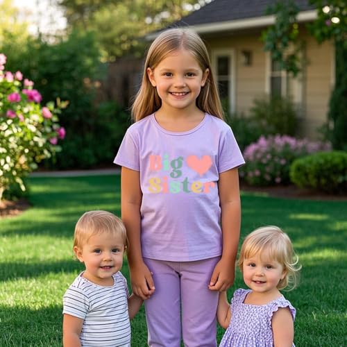 Image of Big Sister Shirt Toddler Girls T-Shirt Promoted to Big Sister Clothes Outfit Announcement Tees Little Kids Top 2-7T