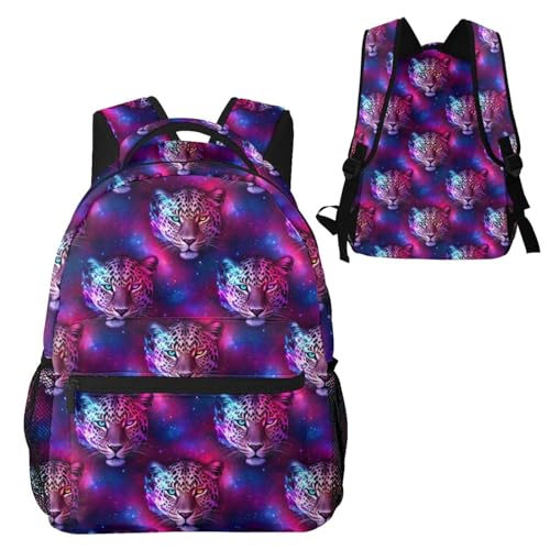 Sac à dos de sport pour salle de gym violet léopard avec poche à eau intégrée