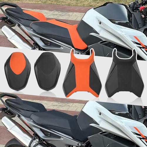 WOOGA Motorrad-Sitzbank vorne höher (15 mm) + Soziussitzbank hinten niedriger (10 mm) Bequeme Passform für K&T&M 790/890 Duke DUKE790 DUKE890 Zubehör (Vorne Orange – Höher 15 MM)