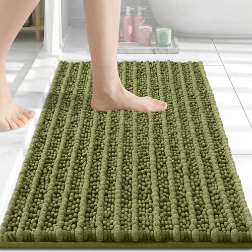 Image of Arotive Luxury Small Bathroom Rugs 24x16, Extra Soft Thick Absorbent Shaggy Chenille Bath Rugs, Machine Wash Dry, Bath Mats for Bathroom Floor, Tub and Shower, Home Decor Accessories, Willow Green