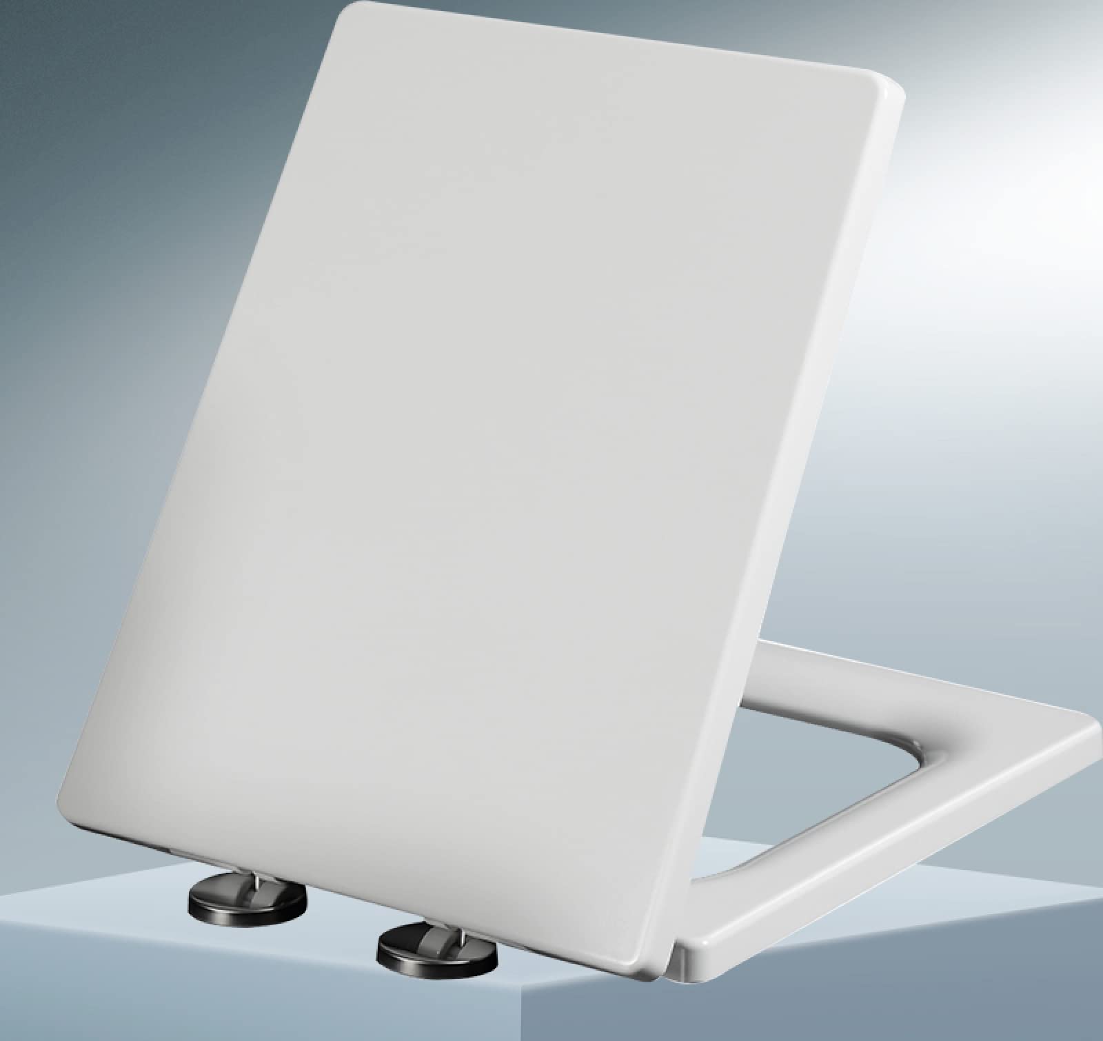 Soft Close Square Toilet seat Quick Release Variable 360 Hinges White fits 40-45cm x 34.5cm, Close, Soft, Square, Quick, Release, seat, Adjustable, Toilet, Lightweight