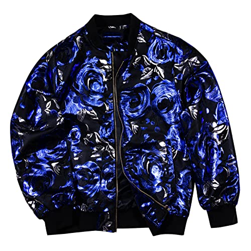 Barry.wang Men's Jacket Coat Varsity Jackets Casual Outwear Full Zip Windbreaker Lightweight Floral Disco Party Luxury #TOP3