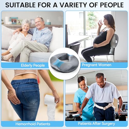 WUFANC Hämorrhoiden Sitzkissen, Donut Kissen aus Memory Foam, Abnehmbar Ergonomisches Sitzkissen, Sitzring Steißbein Entlastung, Sitzring Nach Op für Bürostuhl, Rollstühle, Autositze