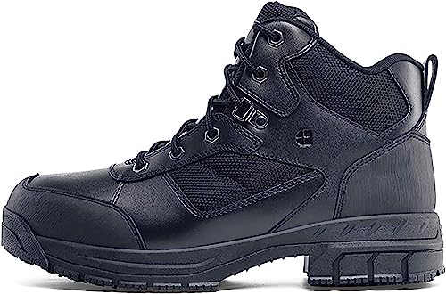Shoes for Crews Voyager II, Men's, Women's, Unisex Steel Toe (ST) Work Boots, Slip Resistant, Water Resistant, Black, Men's 14 / Women's 15.5