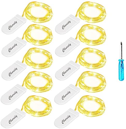 LED Lichterkette Batterie, 2M 20LED Mini Lichterketten Silberdraht Batteriebetrieben, IP65 Wasserdicht, Fairy Lights String Battery für Innen Außen, Weihnachten, Beleuchtung Deko 10 Stück