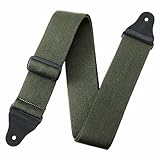 Nefelibata Guitar Strap,2.3' Full Grain Leather End Solid Color Cotton Guitar Straps for Bass,Electric&Acoustic,Come with Gasket and Headstock Rope(Army Green)