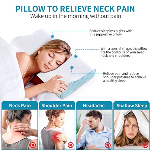 Memory Foam Pillows Neck Pillow Bed Pillow for Sleeping Ergonomic Cervical Contour Pillow for Side Back Stomach Sleeper for Neck and Shoulder Pain