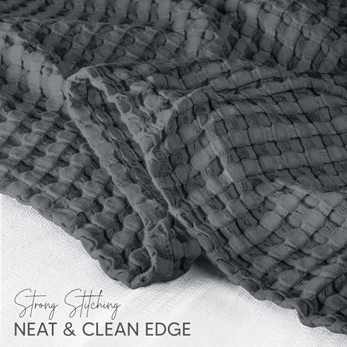 Image of Utopia Bedding 100% Cotton Waffle Weave Blanket Twin Size for Couch Sofa Bed - Lightweight, Breathable Summer Blankets Soft and Cozy, Gifts for Women Home Room Decor (Charcoal, 90x72 Inch)