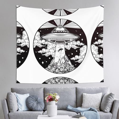 Tapisserie vaisseau spatial grand format 152 x 130 cm tapis décoratif mural
