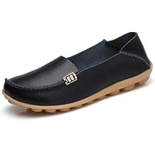 AIFLM Women's Moccasin Casual Mom's Shoes Women's Two Layer Cowhide Nurse Shoes Comfortable Loafer Walking and Driving Work Shoes Flat Bottom Gift for Women