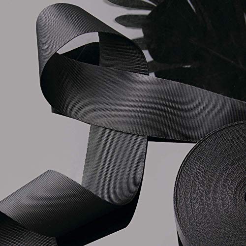 Golden Pearl Black 2 Inch Wide 10 Yards Nylon Heavy Duty Webbing Strap,Polypropylene Heavy Straps for Bags, Hammocks, Outdoor Climbing and DIY Making Luggage Strap, Pet Collar, Backpack Repairing