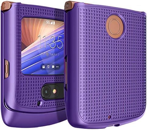 Case for Motorola RAZR 5G Flip Phone, Nakedcellphone [Purple] Protective Snap-On Hard Shell Slim Cover [Grid Texture] for Motorola Moto RAZR 5G Flip Phone (2020) XT2071