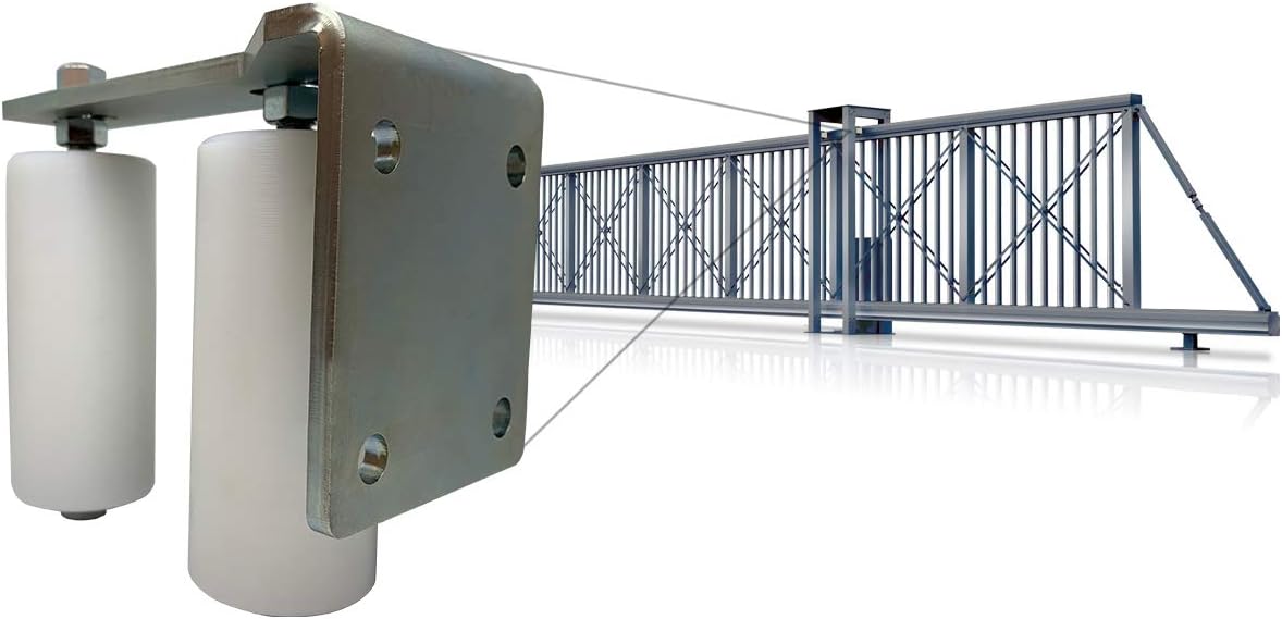 Tech Deals 🔥 Slide Gate Guide Roller L Rear Post Bracket Universal Heavy Duty Adjustable Dual Nylon Rollers Gate Support Assembly for Sliding Rolling Gates – Eagle Guide Rollers (6)