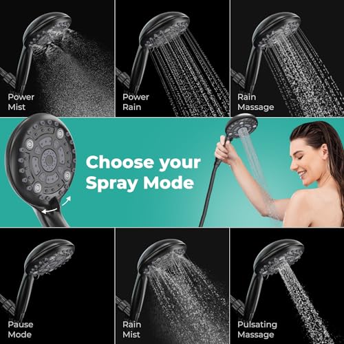 LOKBY 5 High Pressure Handheld Shower Head 6Setting High Flow Even with Low Water Pressure