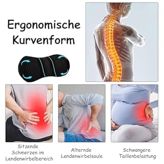 VIQIHEOE Cuscino Lombare per Auto, Cuscino Schiena Sedia Ufficio, Cuscini Posteriore in Memory Foam, Supporto Lombare per Auto, Cuscini Schiena con Traspirante, per la Casa, Ufficio, Auto, Nero