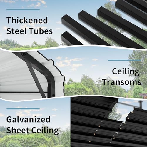 Image of Shintenchi 12x20 FT Metal Carport, Oversized Carport Garage with Enhanced Base, Outdoor Galvanized Car Shelter, Heavy Duty Carports Canopy, for Car, Boats and Tractors, Grey