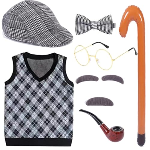 Image of Boy 100 Days of School Old Man Grandpa Dress up Outfit Accessories