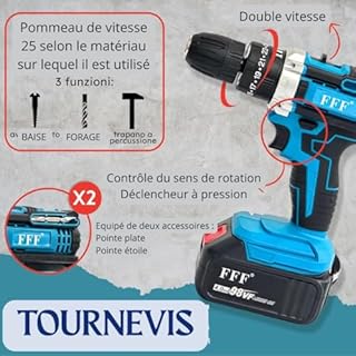 Kit de Bricolage Professionnel 4 en 1 avec Perceuse et Visseuse Sans Fil, Perceuse à Percussion Sans Fil, Meuleuse d'Angle Sans Fil, Marteau Perforateur et Perceuse à Percussion 68 V