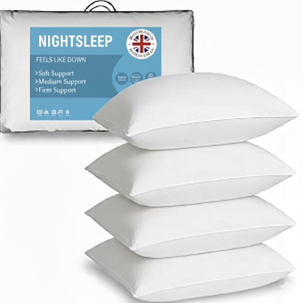 NIGHTSLEEP Soft Poly Cotton Hotel Pillows, Designed For Ultimate Luxury Sleep Experience, Breathable Premium Quality Hotel Pillow (4)