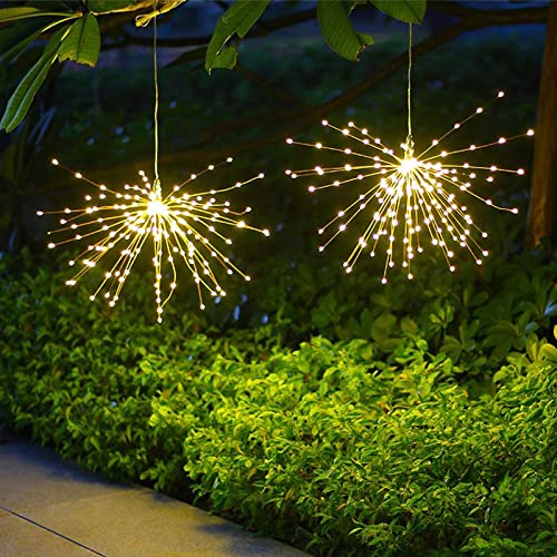 Crayfomo 200 Led Solar Starburst Light, Outdoor Chandelier Lights, 2 Pack Garden String Lights, 8 Modes Hanging Decorative Christmas Lights For Garden Patio Yard Path #TOP2