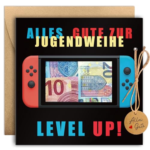 Luckeey Geldgeschenk Jugendweihe Karten Gamepad Karte Geldgeschenke Verpackung mit Umschlägen Zur Jugendweihe Geschenke Junge Mädchen Glückwunschkarte Geschenk