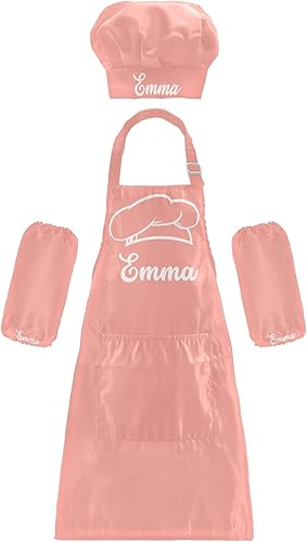 Sinestour Delantal y sombrero de chef para perros y niños juego de 3 delantales de cocina con bolsillos para niña