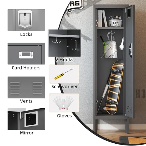 Image of BUTISOW Metal Cabinet Home Office Storage,Lockers,Lockable Employees Metal Locker with Door,54 inch Height Steel Locker,Lockable Steel Locker for Gym,School,Home,Office,Garage,Assembly Required