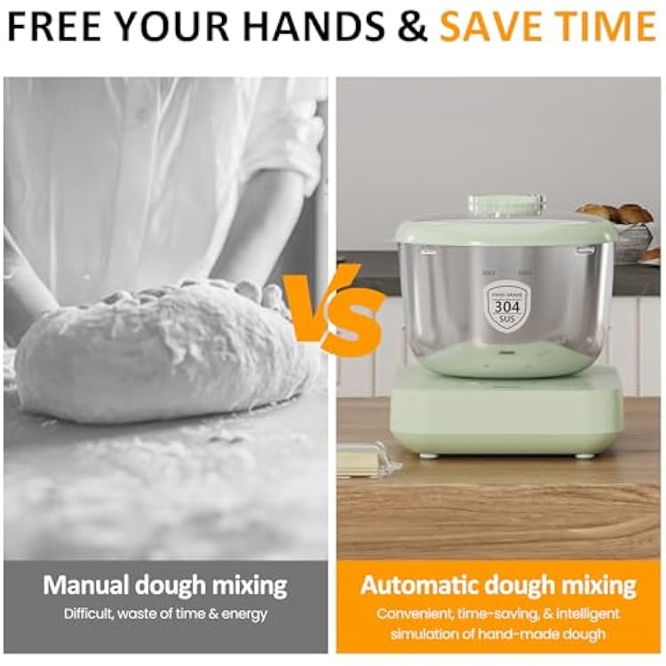5.2QT Electric Dough Maker with Ferment Function & Weighing Function, Dough Mixer with Stainless Steel Bowl, Household Kitchen Flour Kneading Machine, Face-up Touch Panel, Microcomputer Timing
