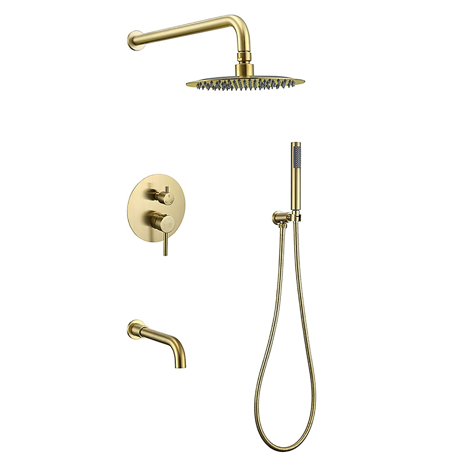 Ensemble de douche multifonction en or brossé LUNEZY avec pommeau de douche rond 8 pouces