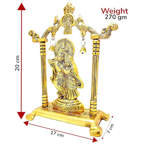 Image of KridayKraft Metal Radha Krishna Statue Gold Plated Decor Your Home,Office & Radha Krishna Murti Idol Showpiece Figurines,Religious Krishna Idol Gift Article...