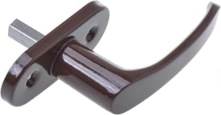 Fenstergriff braun aus Metall für Fenster & Balkontür | 43 mm Schraublochabstand, Rosette 28×73 mm, Vierkant 7 mm, inkl. Montageschrauben, passend für PVC/Alu/Holz