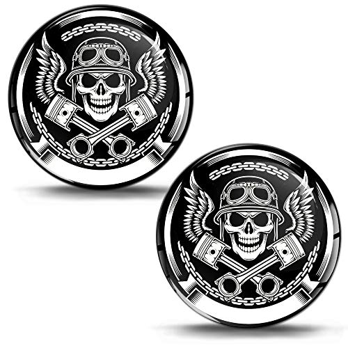 SkinoEu® 2 x 3D Gel Silicone Flexibles Autocollant Stickers Skull Crâne Tête de Mort pour Voiture Moto Fenêtre Porte Casque Scooter PC Tuning JDM KS 4