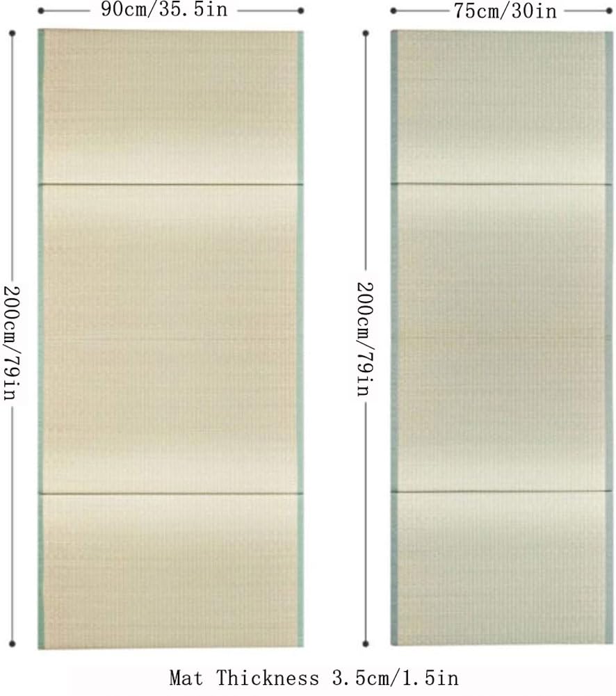 Tappetino Tatami Tradizionale Giapponese - Materasso Futon Solido E Confortevole A 4 Pieghe Erba Verde Naturale - Ottimo Per La Meditazione, Lo Yoga, La Sala Zen, La Sala Da Tè Giap(Size:90x200x3.5cm)