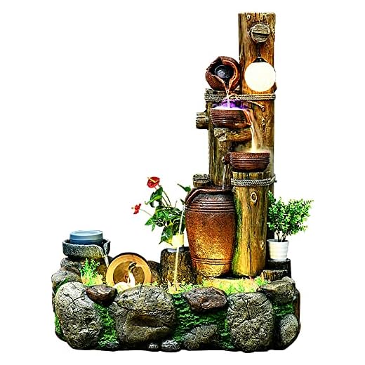 Lucky Incense-Large Pool Can Raise Fish Crock Design Water Fountain is Suitable for Indoor and Outdoor, Garden, Patio, Yard, Deck, Lawn, Porch, Home Decor