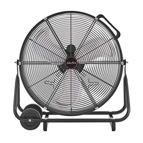 Xtremepowerus 24" Industrial Fan High-Velocity Flow Floor Fan Rolling Drum Shop Fan Garage Adjustable Speed With Wheel, Black #TOP2