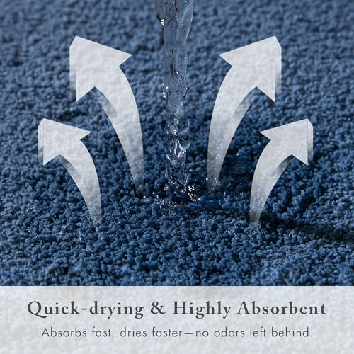 Madison Park Signature Marshmallow Bathroom Rug Non Slip, Luxrurious Plush Bath Mat, Absorbent, Quick Dry, Spa Design Bath Room Décor, 20x24, Navy by Madison Park - Image 4