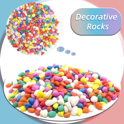 Image of Mixed Color Pebbles for Crafts, 0.9 Pound Natural Polished Aquarium Gravel, Decorative Pebbles for Indoor Plants, Turtle Tank, Vase, Succulents Cactus, Garden Landscaping