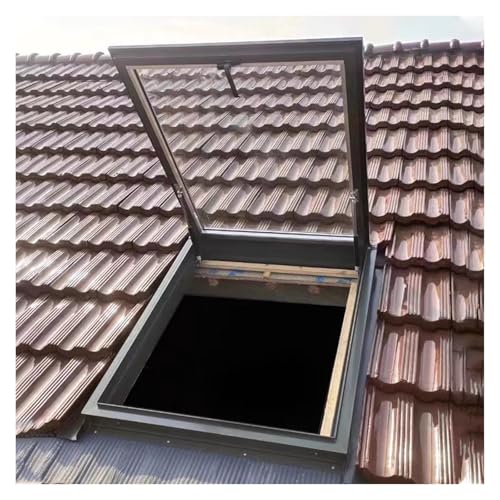 Trampilla de Suelo Ventana de techo con tragaluz, gran cubierta de tragaluz de salida de aluminio con vidrio templado de doble capa, ventana de pozo con iluminación de techo plano para pasillo, loft(5