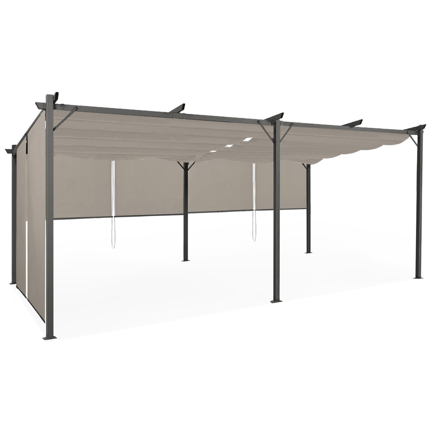 Pergola Con Tetto Retrattile 3x6 M - Gazebo Grigio Antracite, 4 Piedi - Foto 12