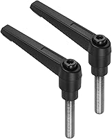 Vista 6 de uxcell 2 manijas de palanca de sujeción, M8 x 3.150 in, perno macho roscado de acero inoxidable 304, asas ajustables de bloqueo de trinquete