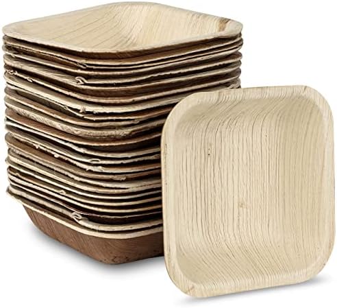 brheez Bamboo Bowls Made From Palm Leaf - 25 Party Bowls (4 Inch) Eco Friendly Compostable & Biodegradable-Disposable Bowls Heavy Duty and More Environmentally Friendly than Paper Bowls