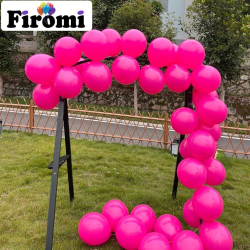 Image of Firomi Hot Pink Latex Balloons 12-inch 100 Pack (with 3 Ribbons) | Big Helium Round Magenta Thicken Balloon for Wedding Birthday Party