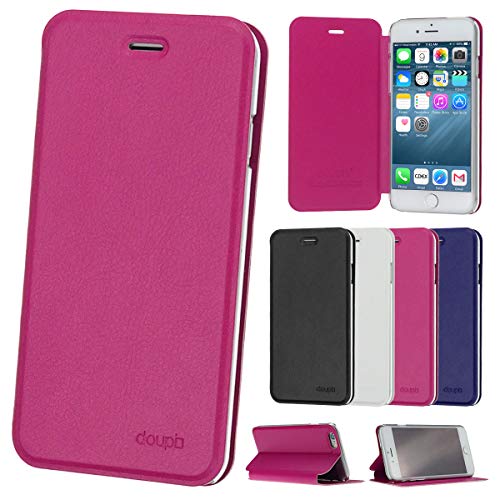 doupi Flip Cover for iPhone 6 / 6S (4.7 inch), Magnet Protective Flip Case Book Style Screen Protector Stand, red pink